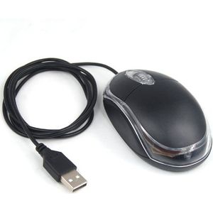 Tenlacum Kwaliteit USB 3D LED Optische Bedraad Scroll Wheel Mini Muis Muizen Voor PC Laptop - Zwart