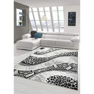 Teppich-Traum Designer tapijt Hedendaags tapijt woonkamer tapijt luipaard print in grijs zwart crème maat 80 x 300 cm
