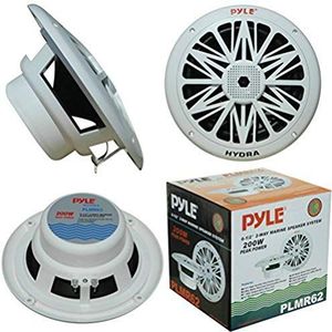 2 PYLE PLMR62 2-weg luidsprekers wit 6,5"" 16,50 cm 165 mm diameter waterdicht zwembad hotel boot 200 watt rms 400 watt max 90 db voor buiten, per paar