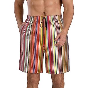 PHTZEZFC Strandshorts voor heren met kleurrijke strepen - lichtgewicht, sneldrogende zwembroek met trekkoord en zakken, Wit, M