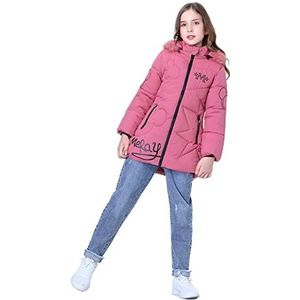 SXSHUN winterjas voor meisjes met afneembare bontcapuchon voor kinderen, winterjas, koudebescherming, warm, verdikte donsjack, donsjas, parka