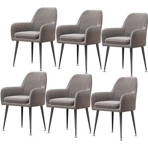 GEIRONV Fluwelen zitting eetkamerstoelen set van 6, for restaurant vergaderzaal stoelen met rugleuning en gewatteerde zitting keukenstoelen metalen poten fauteuil Eetstoelen (Color : Light Grey, Siz