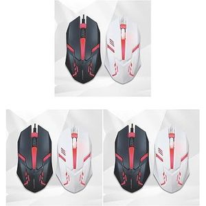 3 set van multi-color lichtgevende bedrade USB-stekker optische desktop muis kantoor computer pc laptop gaming muizen, zwart