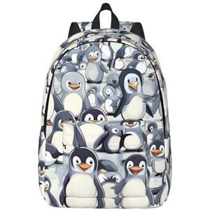 Leuke Baby Pinguïns Schets School Rugzak Voor Meisjes Jongens Boekentas Schooltas Kawaii Rugzak Set Voor Tiener Meisjes, Zwart, M