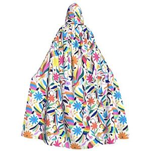 Bxzpzplj Mexicaanse Otomi Dieren Print Hooded Mantel Lange Voor Carnaval Cosplay Kostuums, Carnaval Fancy Dress Cosplay, 185 cm