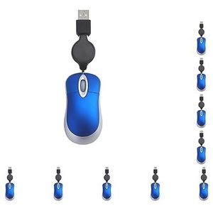 Mealoodiousmusea 10 set Computer Ultra-lichtgewicht 3 Knoppen Muis Bedraad Universele Telescopische Intrekbare Ergonomische Ontwerp Gaming Muizen Kantoor Blauw