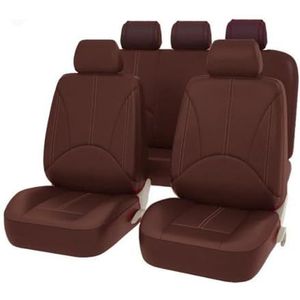 Beschermhoes Autostoel Universele Stoelhoesbeschermer Lederen Voorstoel Achterbank Kussenmat Mat Autokussenaccessoires(5Seats-Coffee)