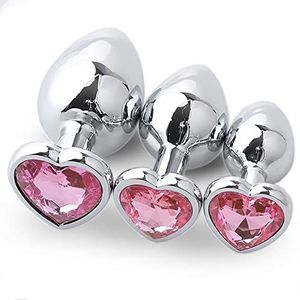 STHELMET SM Anale Plug Butt Plug Set van 3 Anale Plug Metalen Butt Plug Anale Plug met Schok Seksspeeltje Geschikt Anale Plug Seksspeeltje for Vrouwen Mannen Stellen(Pink)