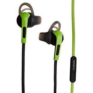 Vivanco SPX 40 BLACK sport-oordopjes met microfoon (krachtige bas, ongekoppelde kabel) zwart/groen