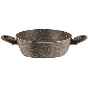 Pintinox Braadpan van aluminium, serie Natura, antiaanbaklaag, steenlook, handvat in houtlook, geschikt voor inductie, diameter 26 cm