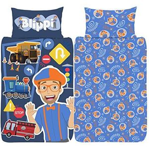 Texco Blippi 4-in-1 Junior Peuter Beddengoed Bundel Set - Dekbedovertrek + Kussensloop + Kussen + Quilt