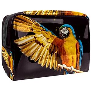 Papegaai gele ara vogel print reizen cosmetische tas voor vrouwen en meisjes, kleine waterdichte make-up tas rits zakje toilettas organizer, Meerkleurig, 18.5x7.5x13cm/7.3x3x5.1in, Modieus