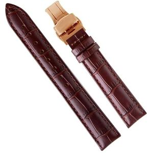 dayeer Dames lederen horlogebanden voor PP Horlogeband voor Omega Horlogeband voor Tissot Lady-armband (Color : Brown rosegold, Size : 16mm)