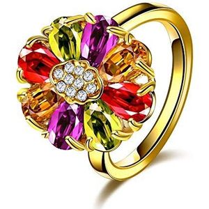 Elegante ringen verlovingsring vergulde ring zirkonia ring bloemen sieraden trouwring dames, maat: 20 (maat: 19)