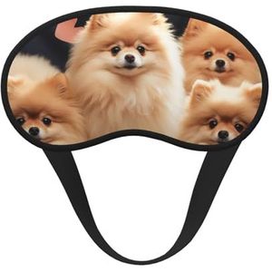 Slaapmasker voor zijslaper, zijden slaapmasker met elastische band, superzachte oogslaapkap, pommeren, puppy's, verduisterend, nachtblinddoek voor vrouwen en mannen, reizen