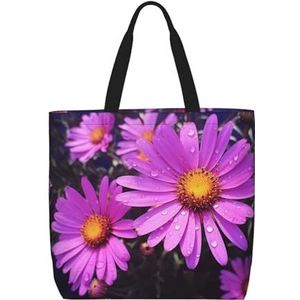 VTCTOASY Zomer paarse bloemenprint vrouwen draagtas grote capaciteit boodschappentas mode strandtas voor werk reizen, zwart, één maat, Zwart, One Size