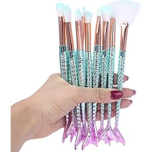 Bswefty 7/10 stks Make-up Borstels Tool Blending Beauty Cosmetics Kit Set van Borstel Gezicht Oogschaduw Lip Artist Zeemeermin Markeerstift Foundation (Handvat Kleur: Rood)