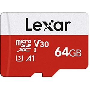 Lexar Micro SD Kaart 64GB E-Serie, microSDXC UHS-I Geheugenkaart met Adapter - Tot 100 MB/s, A1, U3, Class10, V30, Hoge Snelheid TF-kaart