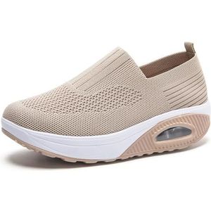 Running Shoes Lightweight Tennis Shoes Non Slip Gym Workout Shoes Breathable Mesh Walking Sneakers (Color : Beige, Size : 42 EU)