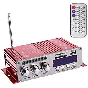 DollaTek 12V Hi-Fi Digital Stereo Audio Bluetooth-versterker USB SD DVD FM Audio HiFi Mini 2-kanaals digitale display Power Player voor iPod / auto / boot / motorfiets - rood