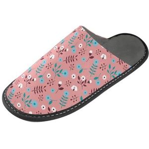 LI ZHI XIN Volwassen Pluche Slippers Dames Flanel Warme Huis Schoenen Met Antislip Mens Indoor Slippers Met PVC Zool Maat 4-11 Bloemen Bloemen Patroon, Meerkleurig, 4/5 UK