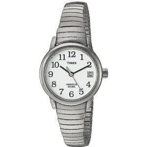 Timex Vrouwen Analoge Quartz Horloge T53822, Roestvrij staal/Wit/Zilverkleurig, 25 mm, Gemakkelijk Reader Horloge