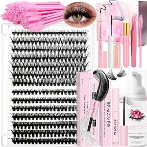 Doe-het-zelf wimperverlengingsset, 280 stuks, 9-16 mm lengte, 30D + 40D krul, individuele wimpers, cluster-, wimperbond en seal-lijmverwijderaar, eyeliner, mascara, wimpershampoo, pincet,