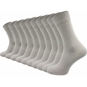 GAWILO Sokken van 100% katoen (10 paar), zonder drukkende naad, met adervriendelijke comfortabele band, katoenen sokken voor dames en heren, lichtgrijs, 39-42 EU