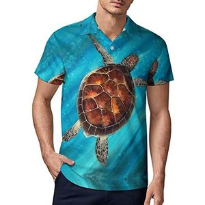 Kleurrijke Zwemmen Zeeschildpad mannen Golf Polo-Shirt Zomer Korte Mouw T-Shirt Casual Sneldrogende Tees L