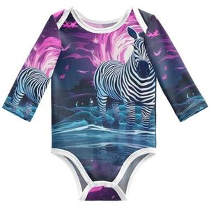 KAAVIYO Zebrakunst Paarse maan, babybody met lange mouwen, katoen, bodysuit voor neutrale pasgeborenen, 3-24 maanden, Patroon., 3 Maanden