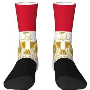 Egyptische vlag Grappige Sokken Crazy Fashion Cool Gepersonaliseerde Zachte Crew Sokken voor Mannen Vrouwen unisex, Wit, One size