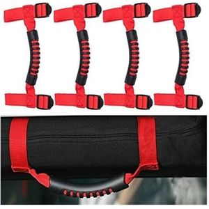 Handgreep Binnendeur Auto X Zwarte rolbeugel handgrepen Voor Jeep Wrangler YJ TJ JK JL JLU (1995-2018), Sahara, Voor Freedom, Rubicon Unlimited(Red)
