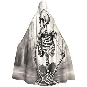SSIMOO Interessante skelet betoverende cape met capuchon voor volwassenen voor Halloween en feestkostuums - modieuze damesgewaden, capes