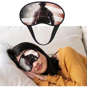 Amerikaanse vlag soldaat oogmasker om te slapen zacht satijn slaap schaduw cover blinddoek met elastische band reizen dutje verduisterende oogschaduw cover voor vrouwen mannen