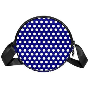 Messenger Bag Nautische Reizen Polka Dots Blauwe Crossbody Tas voor Vrouwen Rond, Meerkleurig, 6.7x6.7x2.3 in, Sling Rugzakken