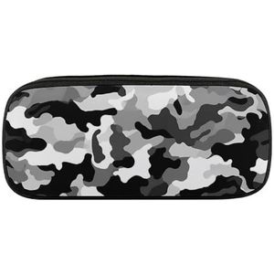 DDTKLSNV Lederen Potlood Tas Waterdichte Leuke Pen Case Reizen Cosmetische Make-up Tas Organizer Pen Houder voor Mannen Vrouwen, Zwart Grijs Wit Parttern