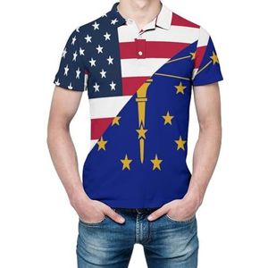 USA en Indiana State Flag Heren Shirt met korte mouwen golfshirts regular fit tennis T-shirt casual business tops