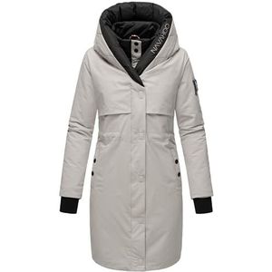 Navahoo Snowelf Winterjas voor dames, warme parka, lang, met capuchon, XS-XXL, lichtgrijs, L