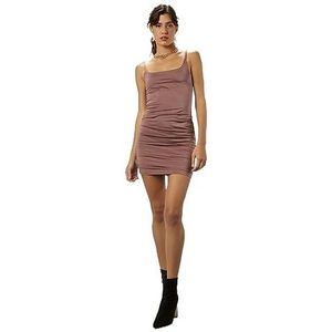 jurken voor dames Sexy effen cami bodycon-jurk in mauve paars | Gebreide stof met hoge stretch | Mouwloze mini-jurk | Slim-fit kokerzoom | Spaghettibandje | Mag in de wasmachine (Color : Mauve Purple