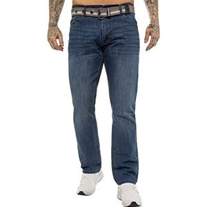 989Zé ENZO Heren rechte pijpen jeans regular fit denim broek broek UK, Blauw, 50W x 32L