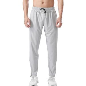 QUYBSGWJ Heren Trainingsbroek Broek Met Ritssluiting Pijpen Trekkoord Elastische Broek Met Hoge Taille,Light gray,3XL