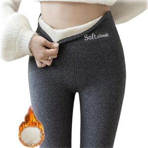 Casual Warm Winter Solid Pants,Soft Clouds Fleece Leggings for Women,Fleece Lined Leggings Stretchy Thick (XL,Dark Grey)