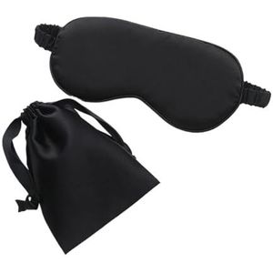 Slaapoogmasker van zijde, met draagtas, voor reizen, voor vrouwen en mannen, dutje deken, comfortabele oogpatch, rusthulp (zwart)