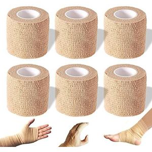 Zelfklevende bandages, 5,1 cm x 4,5 m, 6 stuks, zelfklevende bandage, zelfklevende coherente wikkelbandages voor sport, EHBO-tape