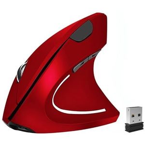 BeWishes Ergonomische muis, verticale draadloze muis 2.4G oplaadbare optische verticale muis hoge precisie optische muis verstelbaar800/1200/1600 DPI, voor laptop etc, rood, speciaal voor