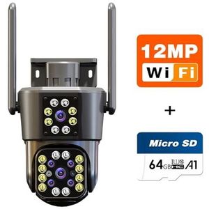 Bewakingscamera, 4K 8MP HD PTZ Camera Buiten 6MP Dual Lens Dual Screen AI Auto Tracking IP Camera CCTV audio Video Surveillance P2P(4K 8MP add 64G)