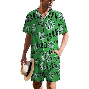 I Care Donut Hawaiiaanse pak voor heren, 2-delig, strandoutfit, shirt en korte broek, bijpassende set