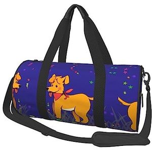 Spugen Tong Cartoon Hond Ronde Grote Capaciteit Opvouwbare Duffel Tas voor Vrouwen Mannen, Gym Tote, Sport Duffel., Zwart, Eén maat