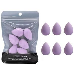 6Pcs Mini Make-up Spons Kleine Schoonheid Spons Blender Set Voor Foundation, Poeder, Concealer Hoogtepunt, en Oogschaduw, Paars