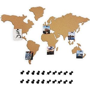 BAKAJI Puzzel Wereldkaart Wereldkaart Kurk Muurtattoo met 20 punaises Landkaart Reizen Geografie Decoratie Huis Grootte 150 x 80 cm Modern Design